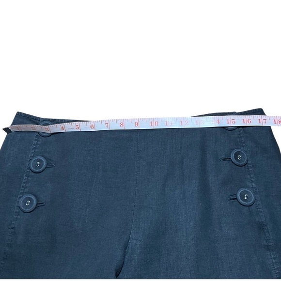 BURTON MR & MRS 100% Linen Nautical Style Charcoal Grey Wide Leg Pants US Sz L - Picture 5 of 9